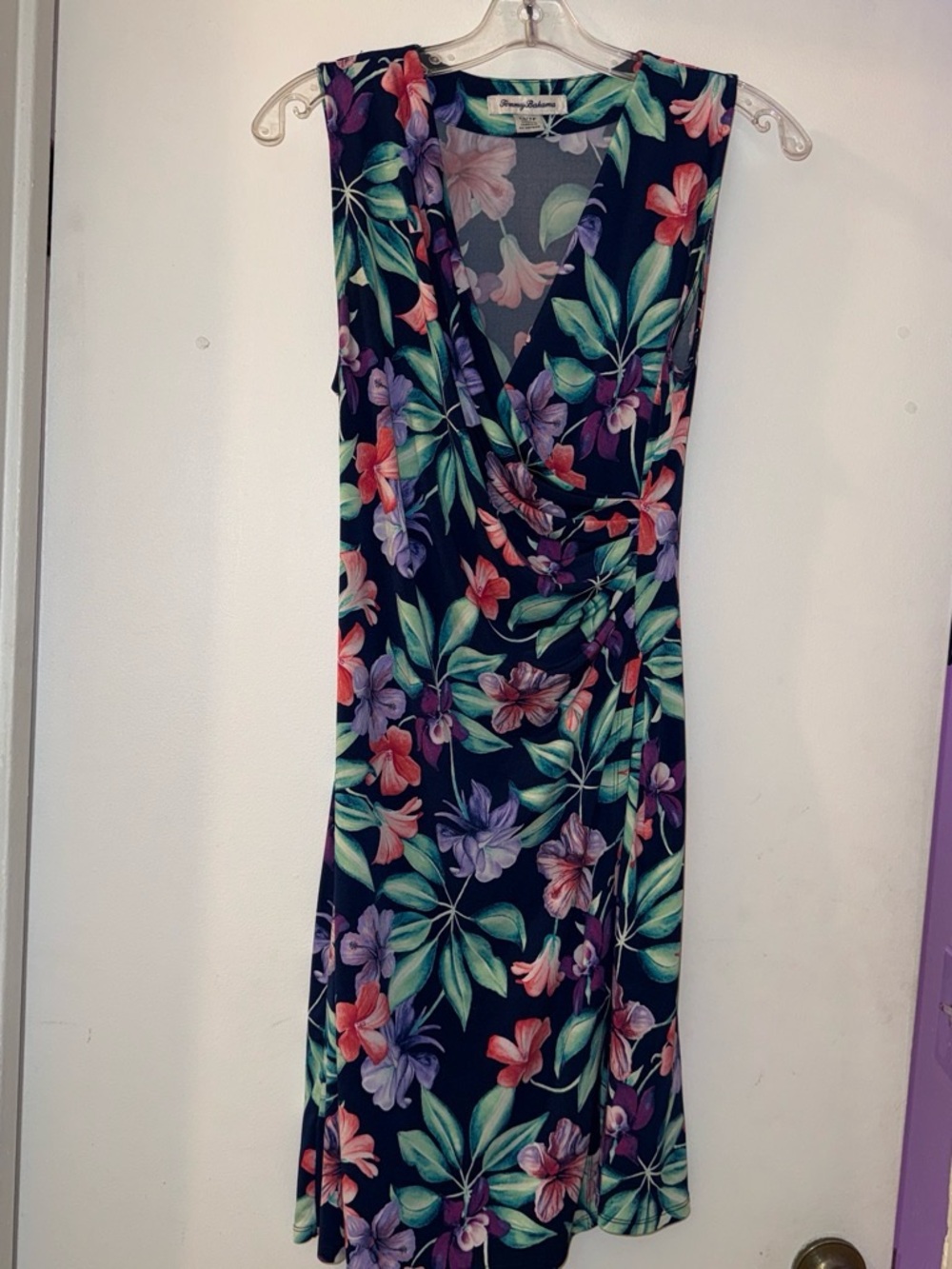 Tommy Bahama Navy Floral Wrap-Style Dress